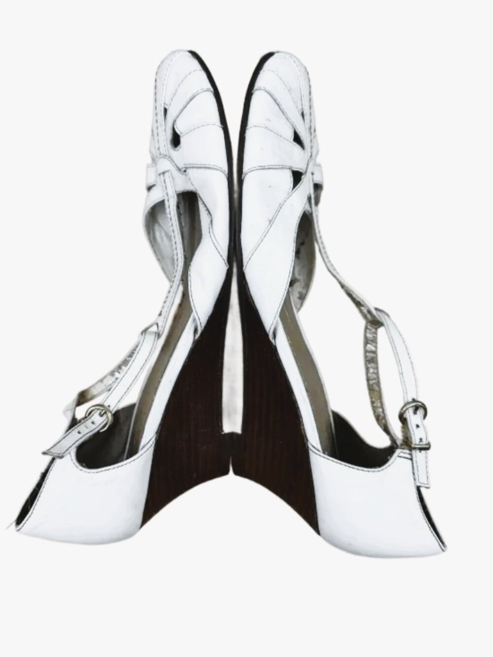 Naturalizer White Leather Wedge Slingback Heels 9.5 N